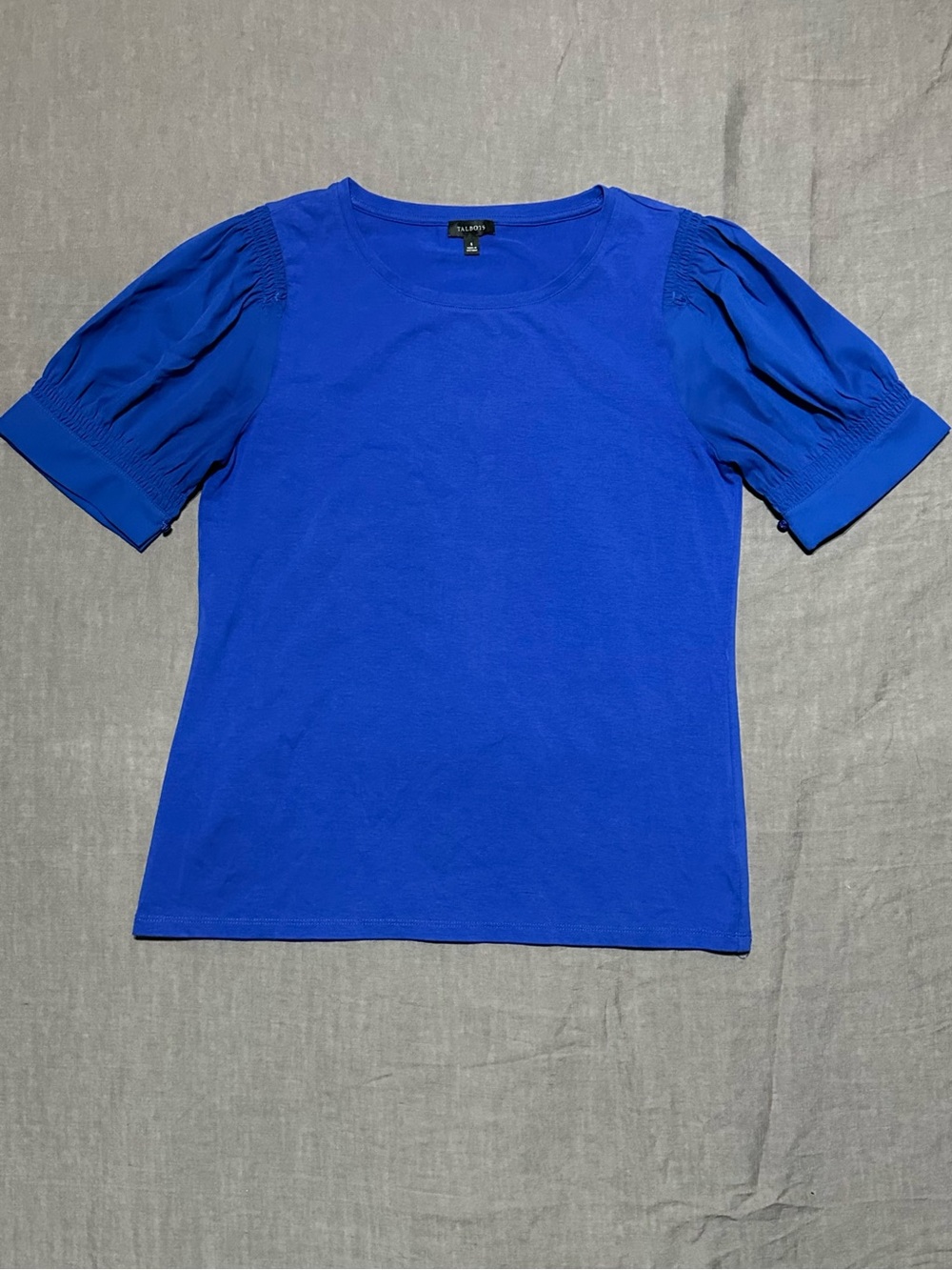 Talbots Bold Blue Puff-Sleeve Tee